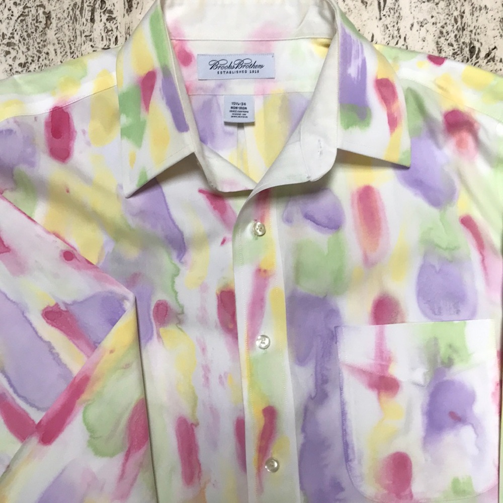 Brooks brothers button down 15- 34 pastel spring